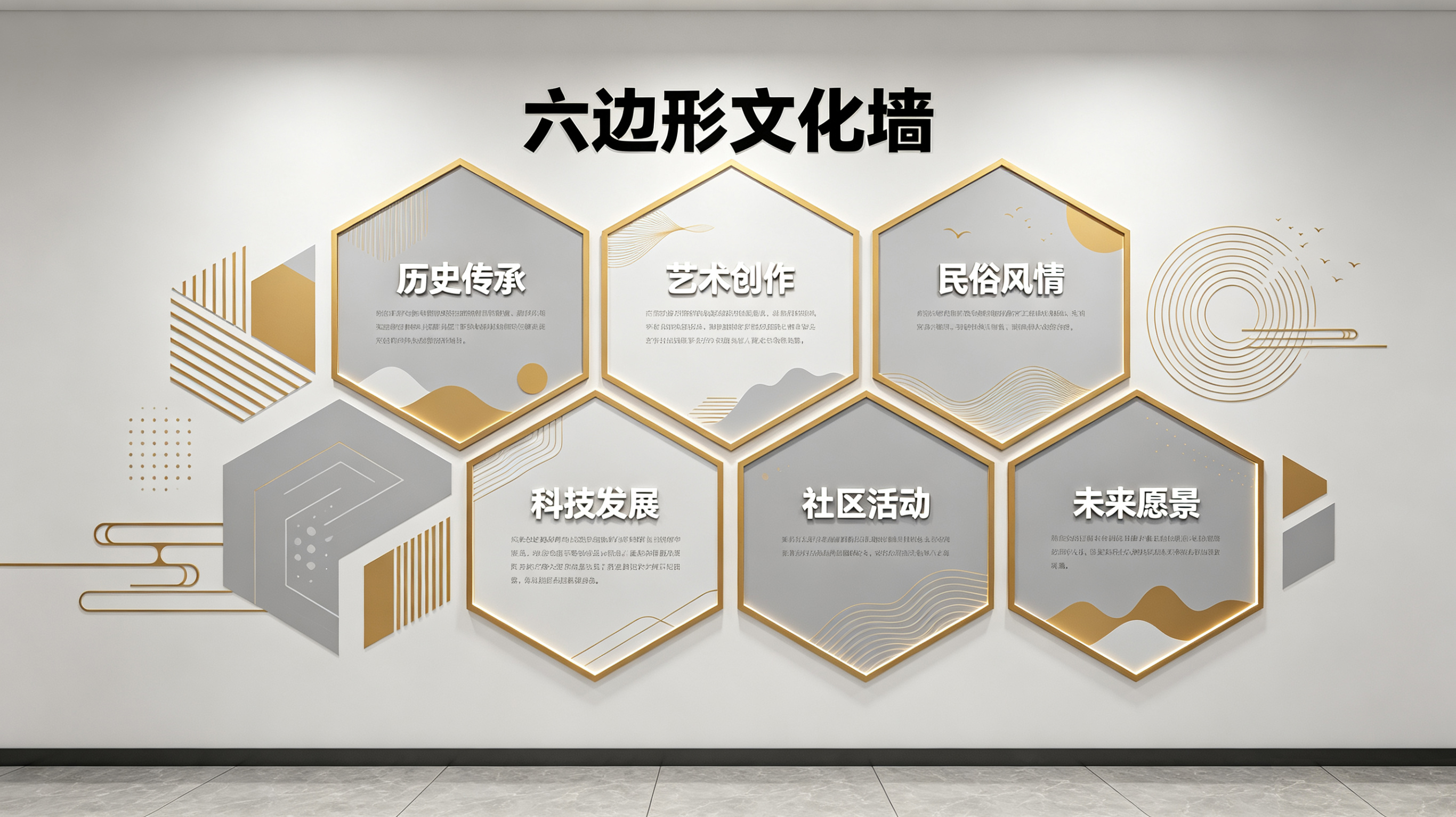  洛川企业文化墙 | 六边形信息美学